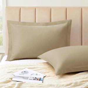 KKJIAF Khaki Pillow Cases Set of 2, Standard Size Cotton Pillowcases, Soft & Cozy Envelope Pillowcase 20" x 26", Wrinkle Resistant Pillow Covers for Bed