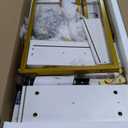 GarveeHome Makeup Vanity Desk with Sliding Mirror and Lights, Large Dressing Table with Charging Station, 3 Lighting Modes, 5 Large Drawers and 3 Tiers of Open Shelves, for Bedroom, White & Gold