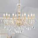 Large Crystal Chandelier, Modern Gold Crystal Chandeliers for Dining Room Light Fixture, 10-Lights Large Gold Pendant Light Fixtures Luxury Chandelier for Living Room Bedroom Foyer Entryway D26.8''