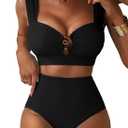 Herseas Women's Bestselling Bikini Set High Waisted 2 Piece Swimsuit Sweatheart Neck Bathing Suit Tummy Control Swim Suit, Size: Large