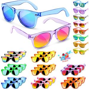 GKTZ Kids Sunglasses Party Favors - Boys Girls Age 3-8 Birthday Goodie Bags Stuffers, Neon Sunglasses Bulk with UV 400 Protection for Kids Classroom Favors - 24 Packs