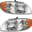 2001-2007 Dodge Caravan Headlight Assembly for 01-07 Dodge Caravan /01-03 Chrysler Voyager /01-04 Chrysler Town and Country /05-07 Town & Country (Fits Base Model ONLY) Clear Lens Chrome Housing