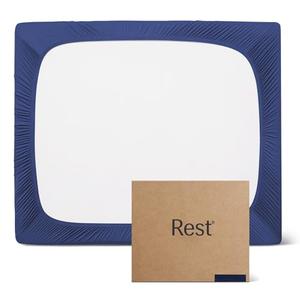 REST® Evercool®+ Fitted Sheet, Queen Size, Midnight Blue, 15" Deep (up to 18’’), Breathable Bedding for Hot Sleeper and Night Sweats, Bed Sheet with Ionic+ Self-Cleaning Silver Yarn for Sensitive Skin REST® Evercool®+ Fitted Sheet, Queen Size, Midnight Blue, 15" Deep (up to 18’’), Breathable Bedding for Hot Sleeper and Night Sweats, Bed Sheet with Ionic+ Self-Cleaning Silver Yarn for Sensitive Skin