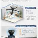 48 Inch Flush Mount Ceiling Fan no Light, Black Ceiling Fan with Remote, 6-Speeds, Quiet Reversible DC Motor, Indoor/Outdoor Ceiling Fans without Lights for Patio, Living Room, Bedroom