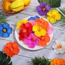 Hotop 24 Pcs Artificial Hibiscus Flowers Colorful Hawaiian Fake Flowers Faux Tropical Hibiscus Decoration for Luau Summer Party Decor DIY Crafts Cake Favors Supplies Table Centerpieces