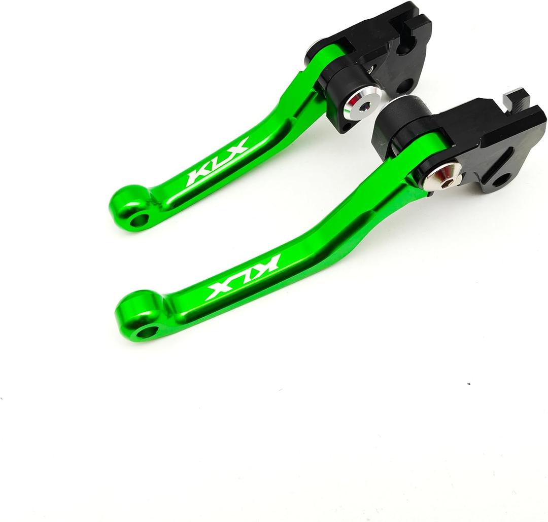 OEM Replacement Brake Clutch Levers for Kawasaki KLX110 (2002-2025) | KLX110L (2010-2025) CNC Aluminum Adjustable Handlebars | Motorcycle Control Lever Set with Easy Install (Glossy, Green)