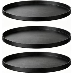3 Pcs Round Serving Tray,13.7'' Restaurant Serving Tray with Raised Edges