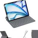 for iPad Air 11-inch Case with Keyboard (M4/M3/M2, 2026/2025/2024), Ultra-Thin & Lightweight, Safe Pencil Buckle, Rechargeable Magnetic Detachable Keyboard for iPad Air 5th/4th 10.9", Grey