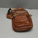 LANNSYNE Full Grain Leather Casual Sling Bag For Men Hiking/Travel/Business Crossbody Chest Bag Fits 12.9" iPad