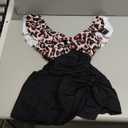 One Piece Swimdress Swimsuit for Women Tummy Control Ruffle Swim Dress Skirt V Neck Cutout Wrap Bathing Suit (Small, Leopard)