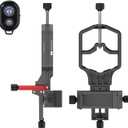 3-Axis Lightweight & Universal Digiscoping Adapter | Adjustable Phone Holder Mount for Telescopes, Spotting Scopes, Binoculars, Monocular, Micros w/Bluetooth Shutter | Fits Most Cell Phone for Travel
