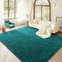 BENRON Fluffy Rugs for Living Room 6x9 Teal Green, Washable Large Area Rugs for Bedroom Dining Table Office Kids Nursery Room, Washable Indoor Floor Carpets