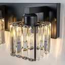 Black Vanity Light, 19.7" Modern Crystal Bathroom Light Fixtures Over Mirror 3-Light Bathroom Vanity Light