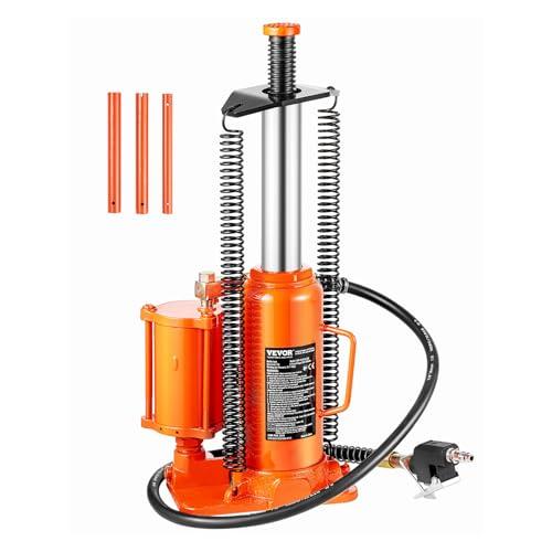 VEVOR Air Hydraulic Bottle Jack, 12 Ton/ 26455 lbs Pneumatic Hydraulic Bottle Jack with 10.43''-19.88'' Lifting Range & Manual Hand Pump, for Pickup, Truck, RV, Auto Repair, Industrial Engineering