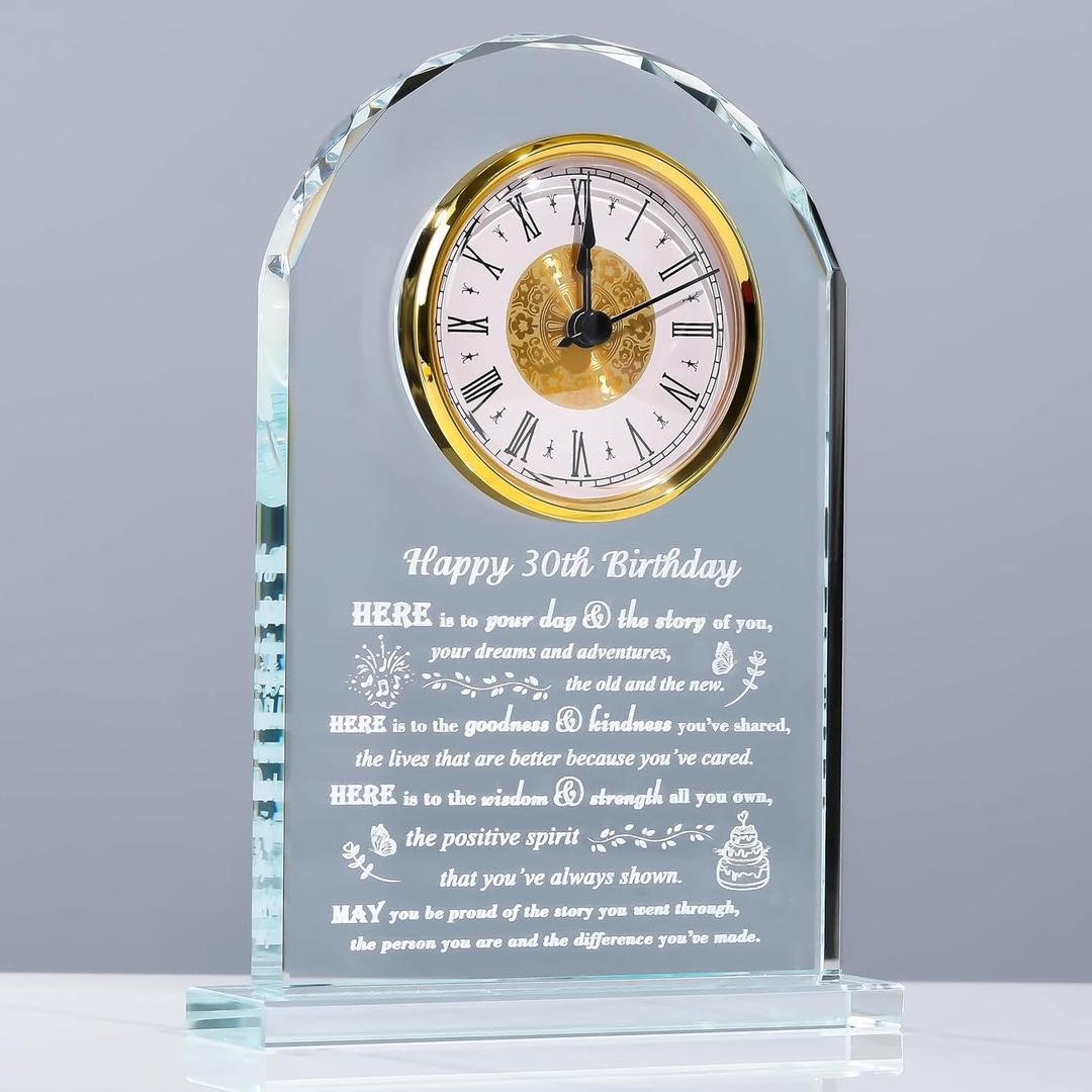 Movdyka 30th Birthday Gifts for Women Men - Crystal Clock Gifts Personalized 1996 30 Year Old Birthday Present for Her Him - Happy 30th Birthday Gifts Ideas for Mom Dad Unique