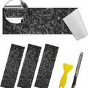 QianBao Compatible with Black Forged Carbon Fiber Vinyl Wrap 11.8" x 4" Chevy Bowtie Emblem Wrap Kit with Spatula and Cutter 3 Pcs Universal Logo Overlay