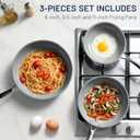 Kikcoin Non Stick Frying Pans, 3 Pack Ceramic Frying Pan for Cooking, 8+9.5+11 Inch Omelette Pans Set with Stay Cool Handle, Induction Ready, Free of PFAS PFOA PTFE, Oven/Dishwasher Safe