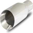 2.5 inch inlet to 4.0 inch Outlet Exhaust Tip 9 inch Overall Lengthen, Double Wall Slant Cut Stainless Steel Exhaust Tail Tips Universal for 2.5" OD Tailpipe