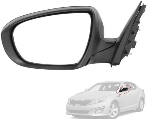 RUIANOMG Door Mirror Left Driver Side Replacement For Kia Optima 2014 2015, Replace 876104C501, Black 6PINS