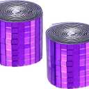 MECCANIXITY Self Adhesive Glass Mirror Mosaic Tiles 3200 Pcs 5 x 5 mm Disco Tiles for Craft Decoration Glass Mirror Disco Ball Purple 2 Pcs