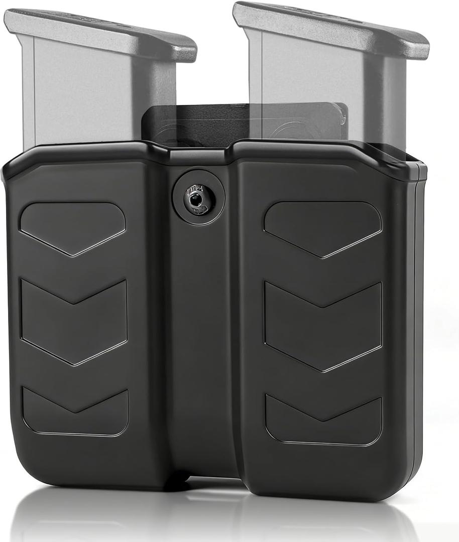 mag Holster 9mm Magazine Pouch/Holder .40 Double Stack Mag+with Belt Clip Fit Glock, s&W Springfield Ruger sig Beretta Taurus Walther CZ H&lk Etc Pistol Black