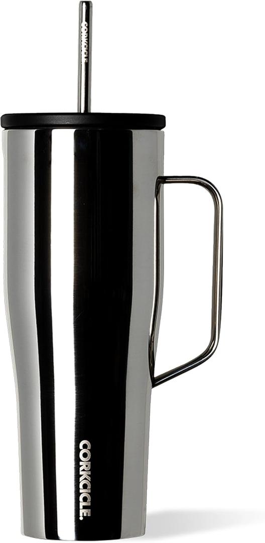Corkcicle Cold Cup XL - Insulated Tumbler with Handle - Keeps Drinks Cold 12 Hours - Triple-Insulated - Spill-Proof Lid - Summer Drinkware Gift - Keeps Drinks Ice Cold - 30 oz - Tungsten