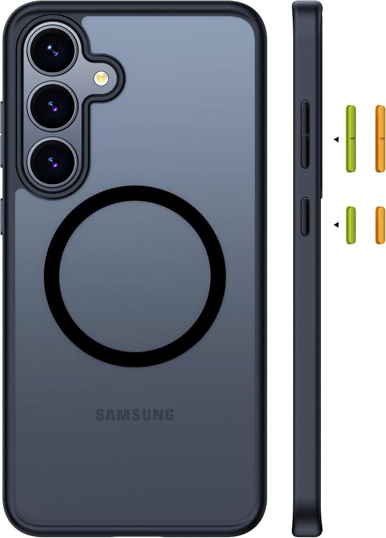 TORRAS Magnetic Shockproof Case for Samsung Galaxy S25 Plus, [12FT Military Grade Protection] [Fit for MagSafe], Translucent Slim Case for Samsung S25+Plus Case Anti-Fingerprint Anti-Scratch, Black