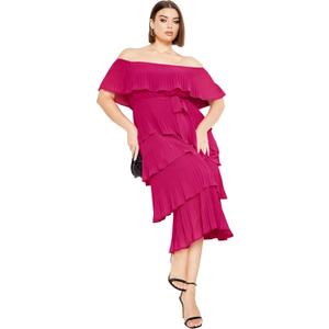 City Chic Women's CITYCHIC Plus Size Dress Night Garden, Hot Pink, 16