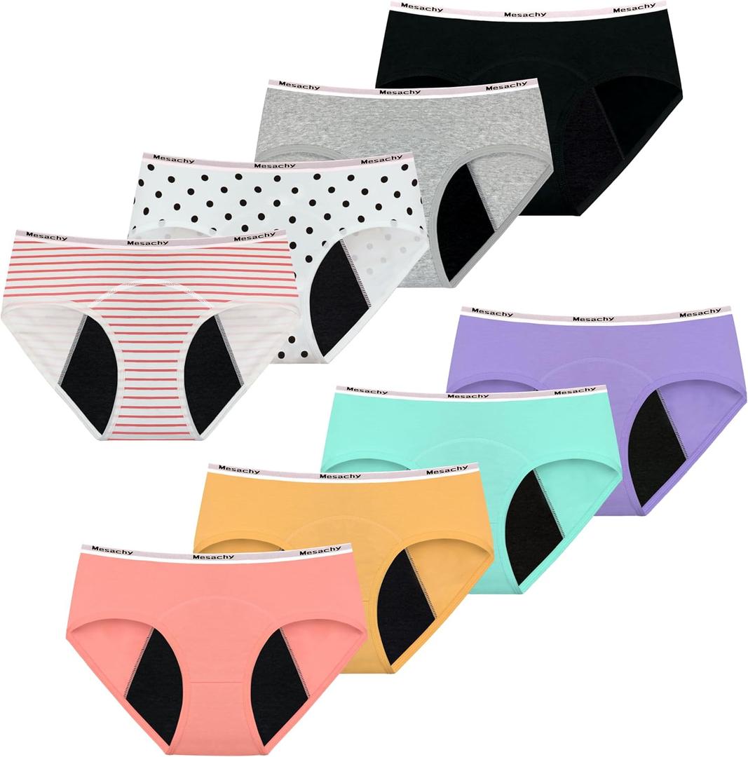 Teens Girls Period Underwear Kids Period Panties Menstrual Leakproof Protective Underwear for Teens Cotton Briefs (12-14 Years, Color-1)