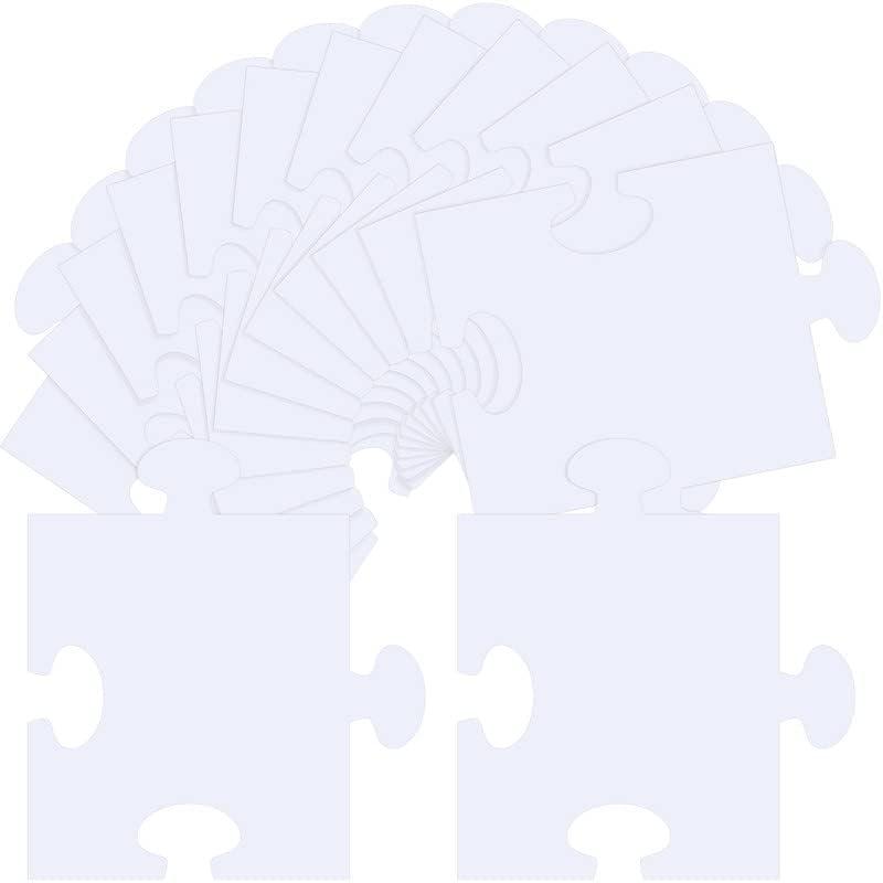 Glenmal 100 Pcs Large White Blank Puzzle Pieces Oversize White Blank Papers Puzzle Pieces Giant Piece for Adult to Draw and Write and Makes Huge Art Display