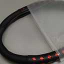 QCYP PU Leather Car Steering Wheel Cover with Anti-Slip Grip, for Women and Men, Universal Fit for 14.5-15 Inch Cars, Trucks, SUVs (Red (Round), Medium(Standard) Size[14 1/2''-15''])