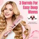 Curling Iron Crimper Hair Tool - ZWIKAGEF Hair Crimper Curling Wand, Curling Iron with Ceramic 3 Barrel for Short Hair Women, Dual Voltage, Anti-Scald, 1.25 Inch