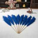 Premium Faux Blue Pampas Grass Tall – 55" Tall Ultra-Fluffy 24-Branch One-Piece Stems No Assembly, Luxury Silk-Feel Artificial Pampas Feather Flowers for Coastal Boho Wedding Home Decor (8 Stems)