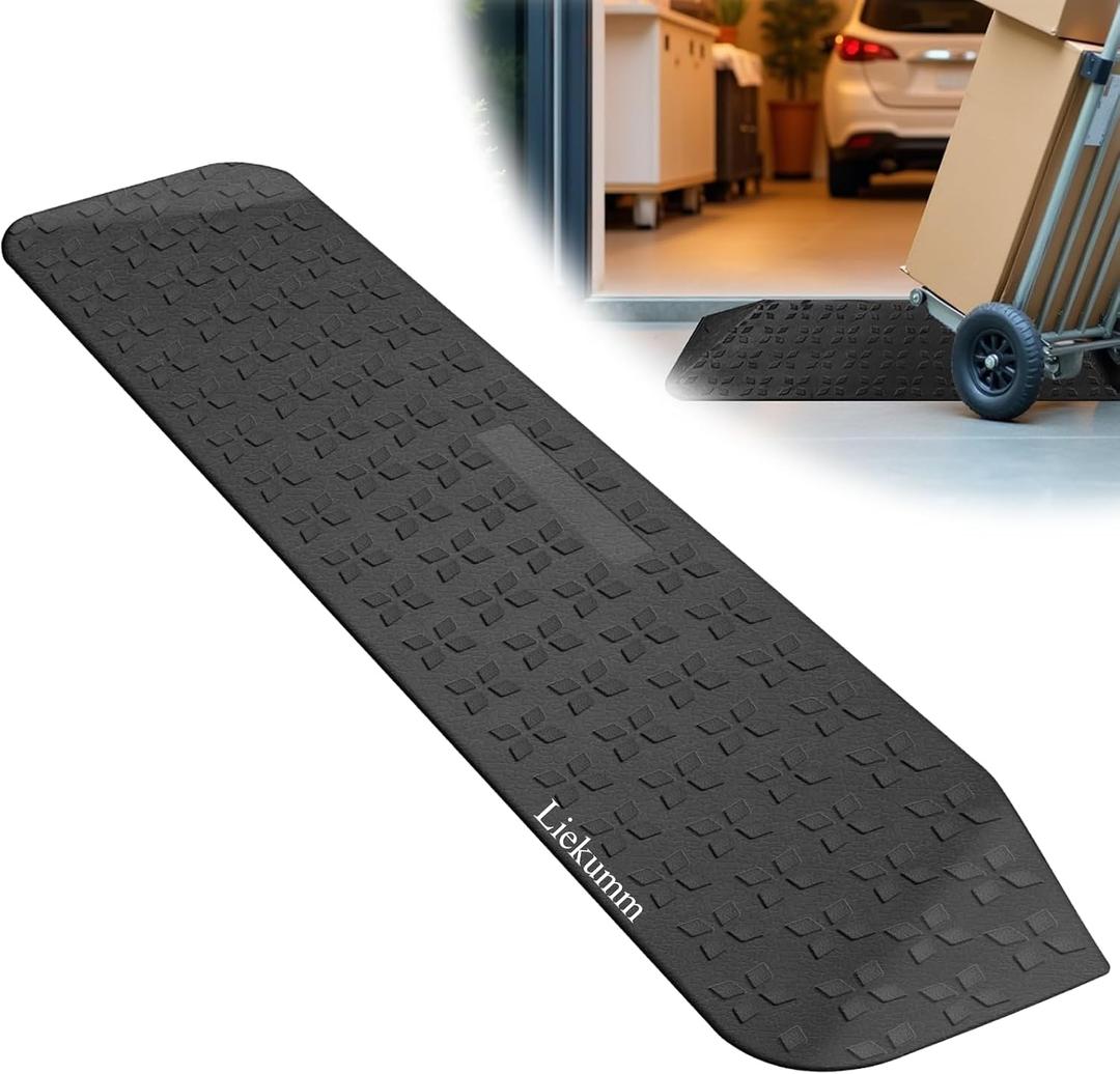 LIEKUMM 2'' Rise Solid Rubber Threshold Ramp, 2200 LBS Capacity