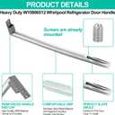 Upgraded W10806512 Refrigerator Door Handle w/Set Screw Compatible with Whirlpool Refrigerator, Stainless Steel Fridge Door Handle Replacement, Replace Part AP5982853, PS11703503