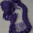 morvally Womens 47 Inches Purple Long Braided Ponytail Wig - Anime Cosplay Wigs for Women Halloween Costume Party (Purple, Adults)