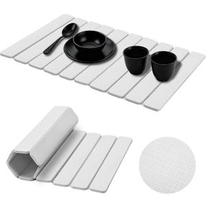 Large Stone Dish Drying Mats for Kitchen Counter, Quick Dry Collapsible Dish Drying Mat,Non-Slip Dinning Sink Mats,Match Any Countertop,23.3"15.35" (White, 23.3"15.35")