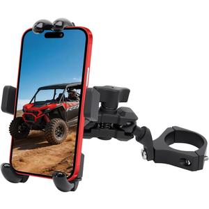 UTV Phone Mount Heavy Duty, Aluminum SXS Phone Holder 360 Adjustable for 1.75"-2" UTV Round Bar, Fit RZR Ranger Maverick x3 Talon Pioneer Mule for 4 to 7.2 Inch Cell Phone
