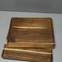 2 Pcs Acacia Wood Serving Tray, Rectangular Wooden Serving Platters Charcuterie Board, Large Wood Kitchen Display Tray for Food, Cookie, Dessert, Fruit, Snack, Vegetable, 16.6" x 12.6" x 0.6"