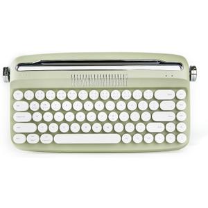 YUNZII Upgraded Wireless Typewriter Keyboard, Retro Aesthetic with Integrated Stand,Cute Round Keycaps, USB-C/Bluetooth Connection for Table, Phone, PC and Win/Mac/Android (B307, Sweet Mint)