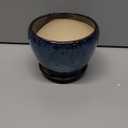 8 Inch Ceramic Plant Pot, Ceramic Planter Pot for Indoor Outdoor Plants, Round Flower Pot with Drainage Hole and Saucer, Blue