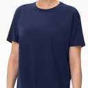 THE GYM PEOPLE Women's Short Sleeve Workout T-Shirts Back Loose Fit Running Yoga Tee Tops (Blue, Large)