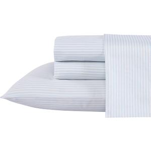 Laura Ashley - King Sheet Set, Buttery-Soft Bed Sheets with a Naturally Silky Smooth Cotton Sateen Lightweight Feel - Matching Pillowcases & Fitted Sheet (Ramona Blue)