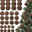 Suzile 36 Pcs Velvet Christmas Tree Ornaments Flocked Christmas Ball Decorations Xmas Balls Handing Ornaments for Xmas Tree Holiday Wreath Garland Birthday Wedding(Brown)