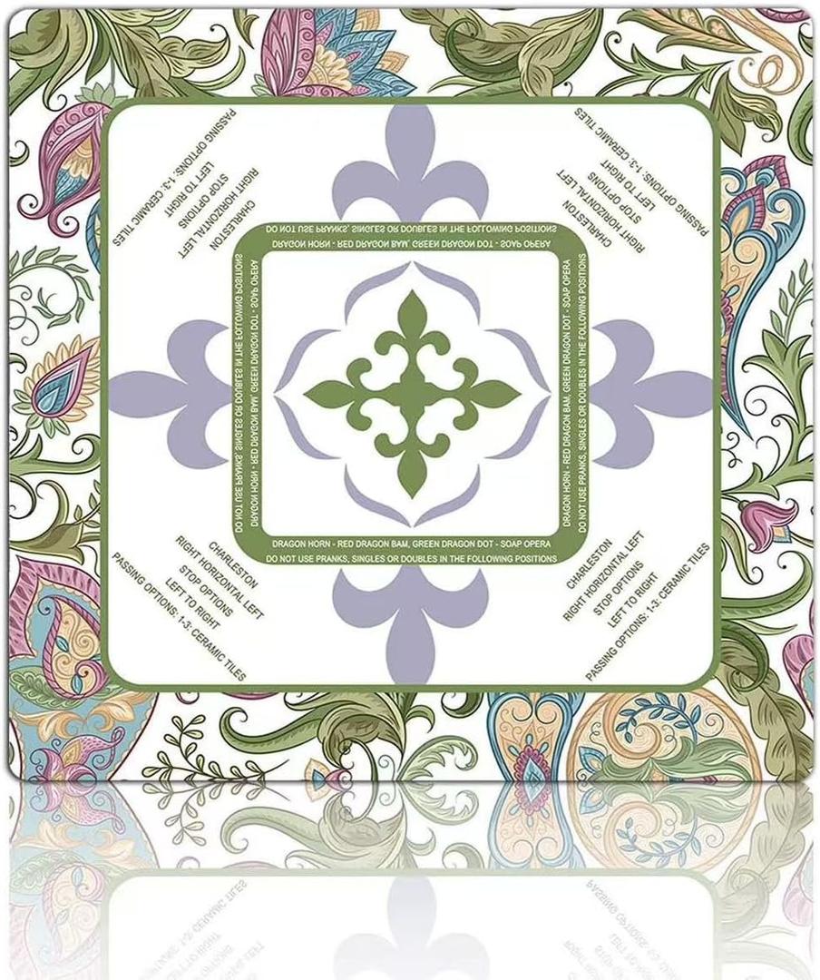 Mhajong Mat for Table 31.5x31.5 Inch, No-Crease, Anti-Slip, Noise-Reducing American Mahjong Mat, Neoprene Mahjong Table Mat for Poker, Card, Board (Green)