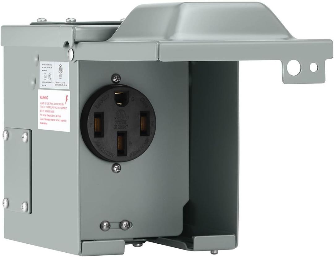 LENZ 50 Amp 125/250V NEMA 14-50 Power Outlet Box, Outdoor Weatherproof Lockable Receptacle, ETL Certified, for EVs, RVs, Campers, Trailers, Motorhomes, and Home Use