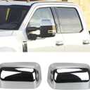 AUCERAMIC Mirror Cover Caps Fit for 2008-2016 Ford F-250 F-350 F-450 F-550 Super Duty, 2PCS Half Chrome Mirror Caps