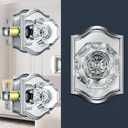 3 Pack Glass Door Knobs, Polished Chrome Crystal Door Knobs Interior with Lock, Modern Octagon Doorknobs for Bedroom Bathroom Interior Door, Crystal Door Knob