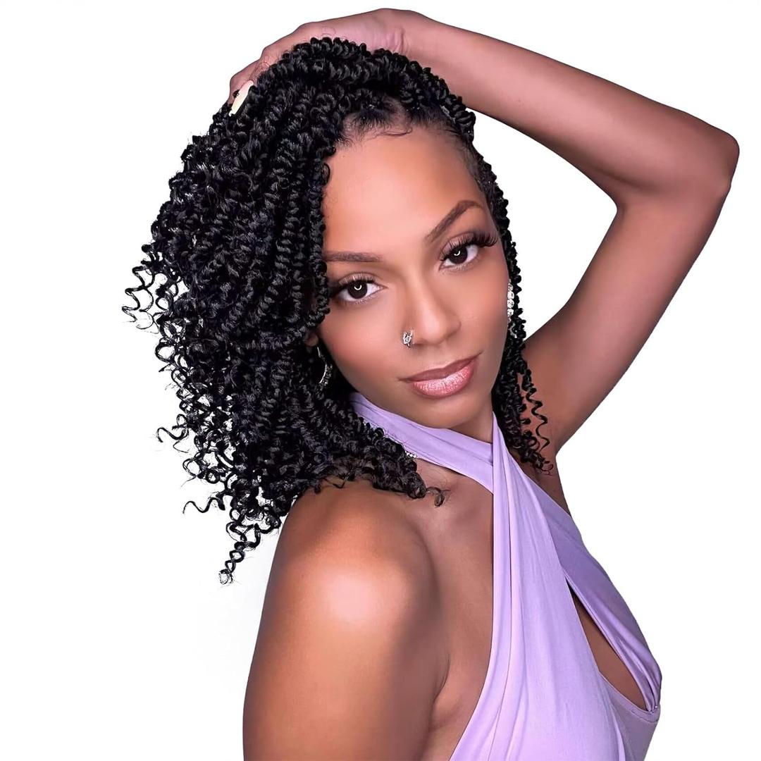Passion Twist Crochet Hair,Passion Twist Hair 12 Inch,8 Packs Pre-twist Passion Twist Hair,Short Passion Twist Crochet Braids,Pre Looped Crochet Hair For Black Women(1B)