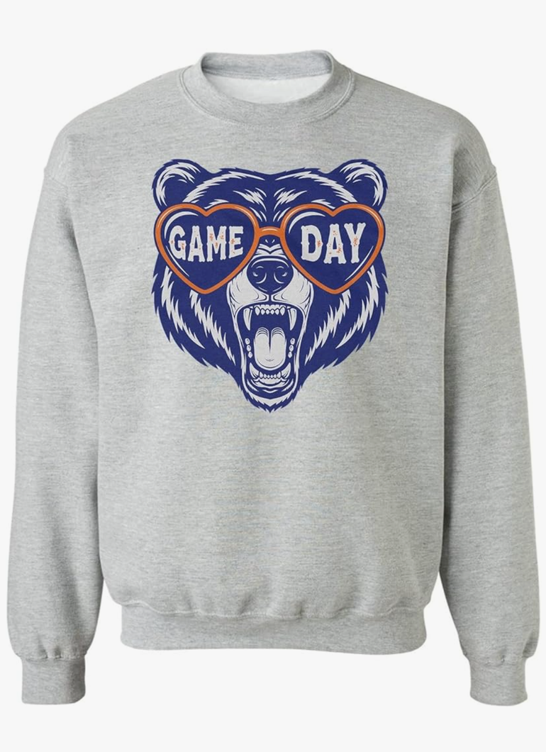 Vintage Bear Sunglasses – Funny Game Day Fans Unisex Crewneck Sweatshirt, Size M